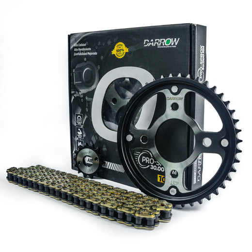 KIT ARRASTRE 14X43 428H INVICTA150/CB150 CADENA DORADA - Imagen 1