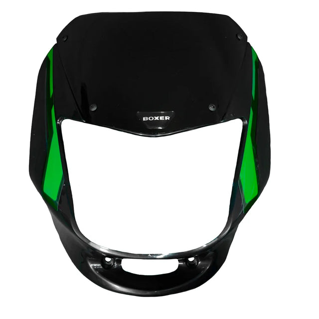 CARENAJE BOXER CON VISOR/CALCOMANIAS/EMBLEMA NEGRO/VERDE - Imagen 1