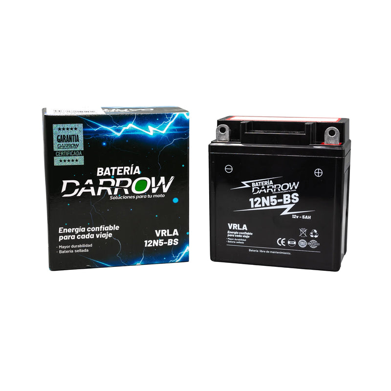 BATERIA 12N5-BS AK110S/FLEX/R3/PLATINO/XCD/DISCOVER135ES/PULSAR135/BOXER150/ECO/CBF125/ACTIV/UNI K/SPIKE/AX4/HAYATE/VIVA/TVS100/NTORQ/RAIDER/ROCKZ/STRYKER/ONE-MP/CRYPTON110/LIBERO/XTZ125/YBR125/FZ16 - Imagen 1